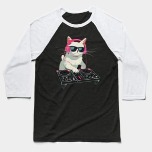 Cat DJ Rising Baseball T-Shirt